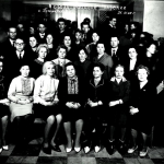 Делегаты 5-го съезда учителей Карелии от Сегежского района. В первом ряду в центре П.В. Барская. Петрозаводск, 26 апреля 1968г.